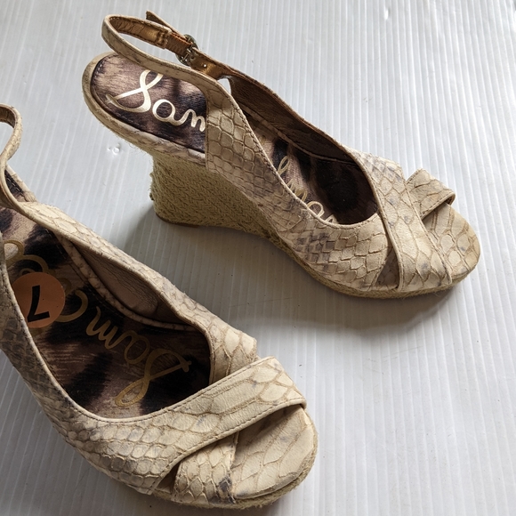 SAM EDELMAN Arianna snakeskin embossed espadrille wedge sandals - Picture 8 of 10